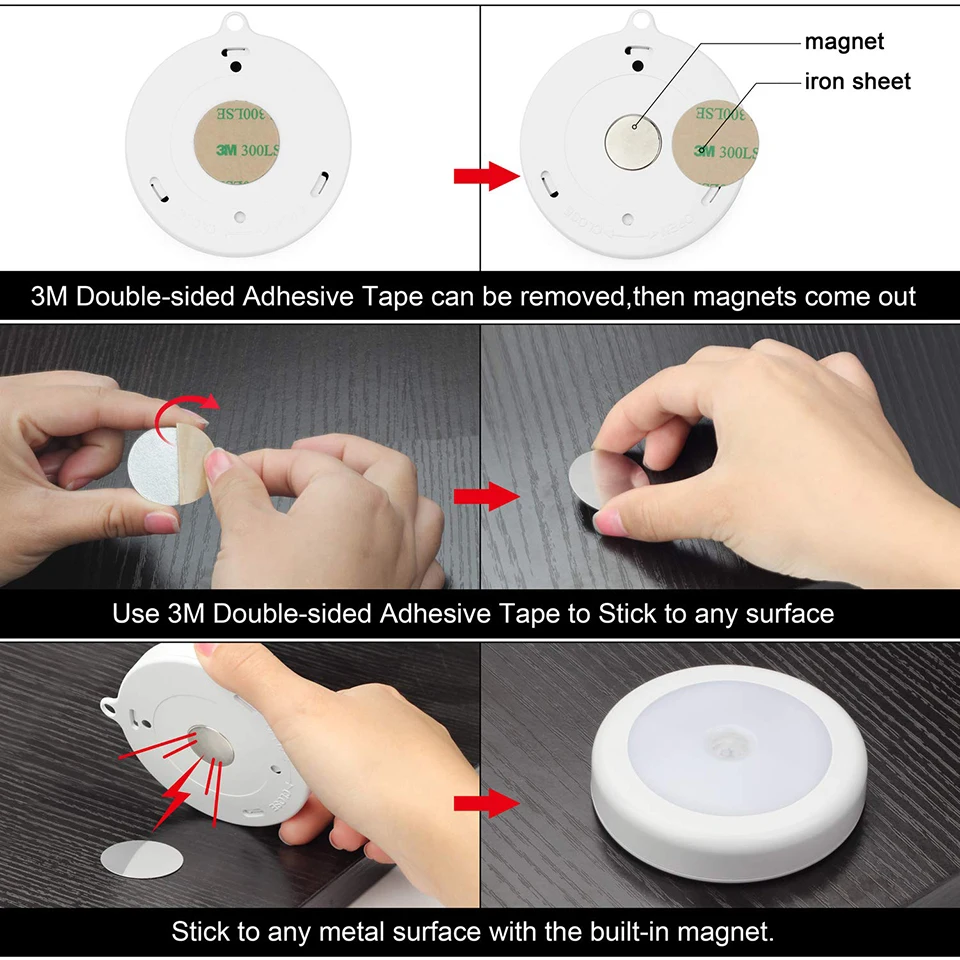 Светодиодный ночсветильник с датчиком движения на батарейках 6