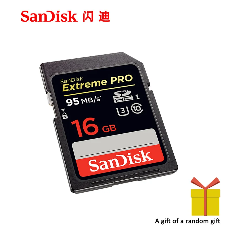 16 ГБ Двойной флеш-накопитель SanDisk Extreme PRO SDHC и SDXC UHS-I 32 Гб 64 Гб 128 высокое Скорость слот для карт памяти C10 U3 V30 SD Камера Class 10 95 МБ/с - Емкость: 16 ГБ