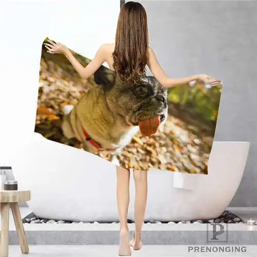 Face or Bath Towel На заказ мопс-щенок(2) тряпка для ванной комнаты полотенце s полотенце для лица/банное полотенце для душа Размер s 33x74 см/72x143 см#18-12-17-07-336 - Цвет: Face or Bath Towel