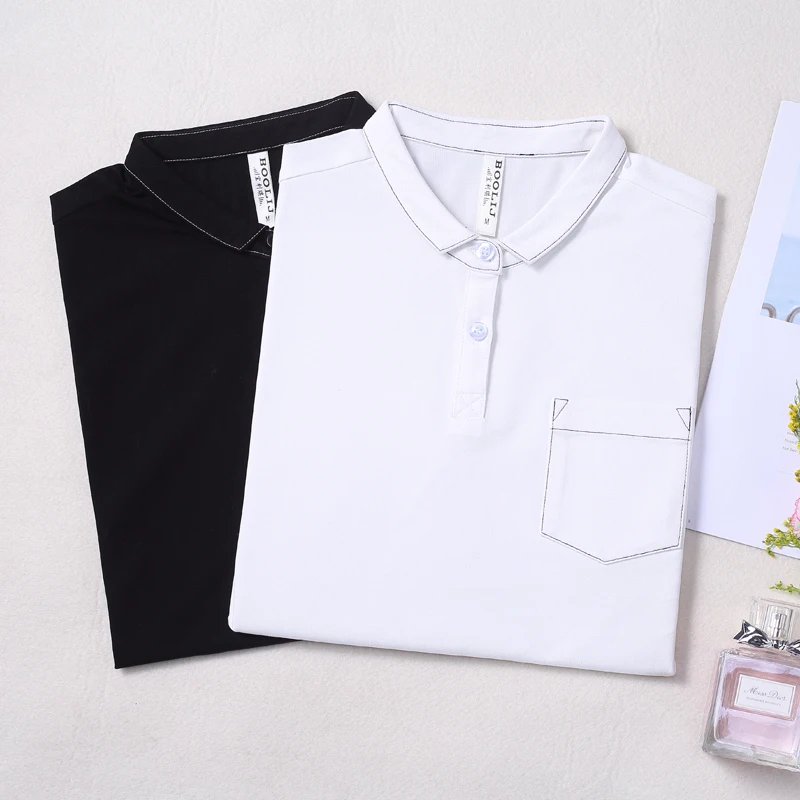 Женские рубашки поло с коротким рукавом однотонные повседневные женские топы