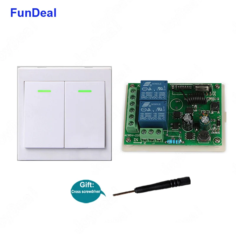 433 МГц Беспроводной RF переключатель дистанционного управления AC 220 В 2CH приемник