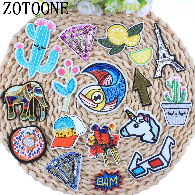 ZOTOONE нашивка с изображением рыб птиц искусственных кактусов детские наклейки