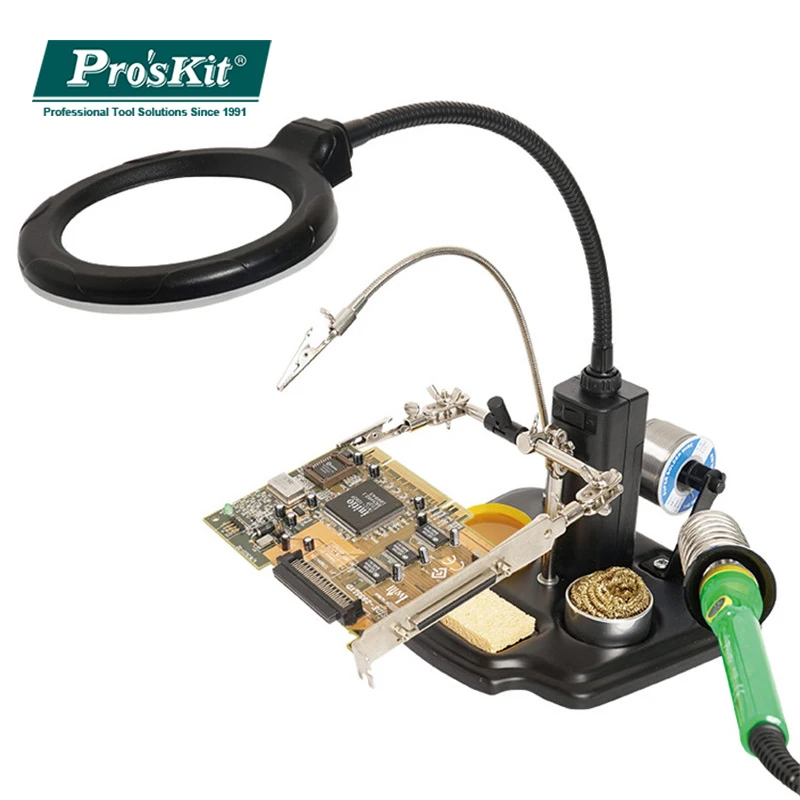 Pro'sKit SN 396 стеклянная лупа с светодиодный для пайки паяльных инструментов