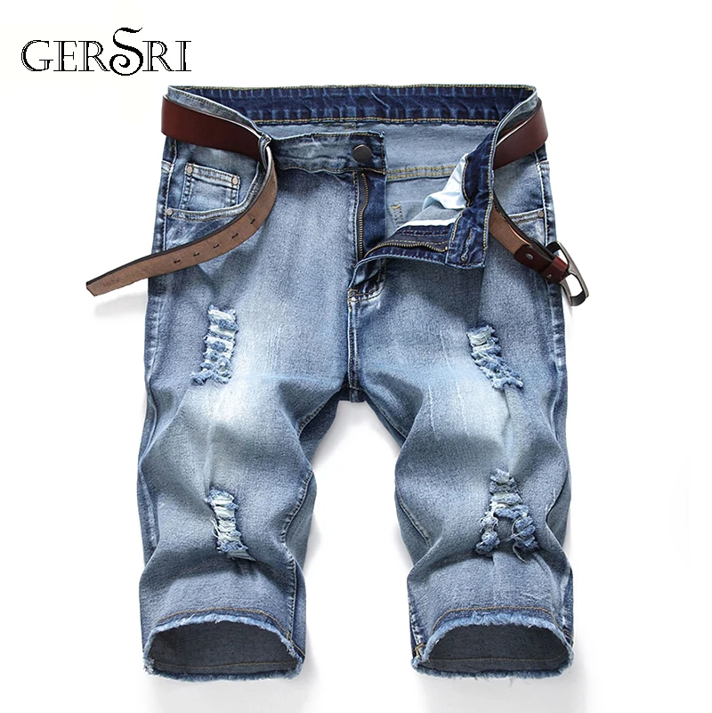 Джинсовые шорты gerшри мужские с дырками модные облегающие простые удобные штаны