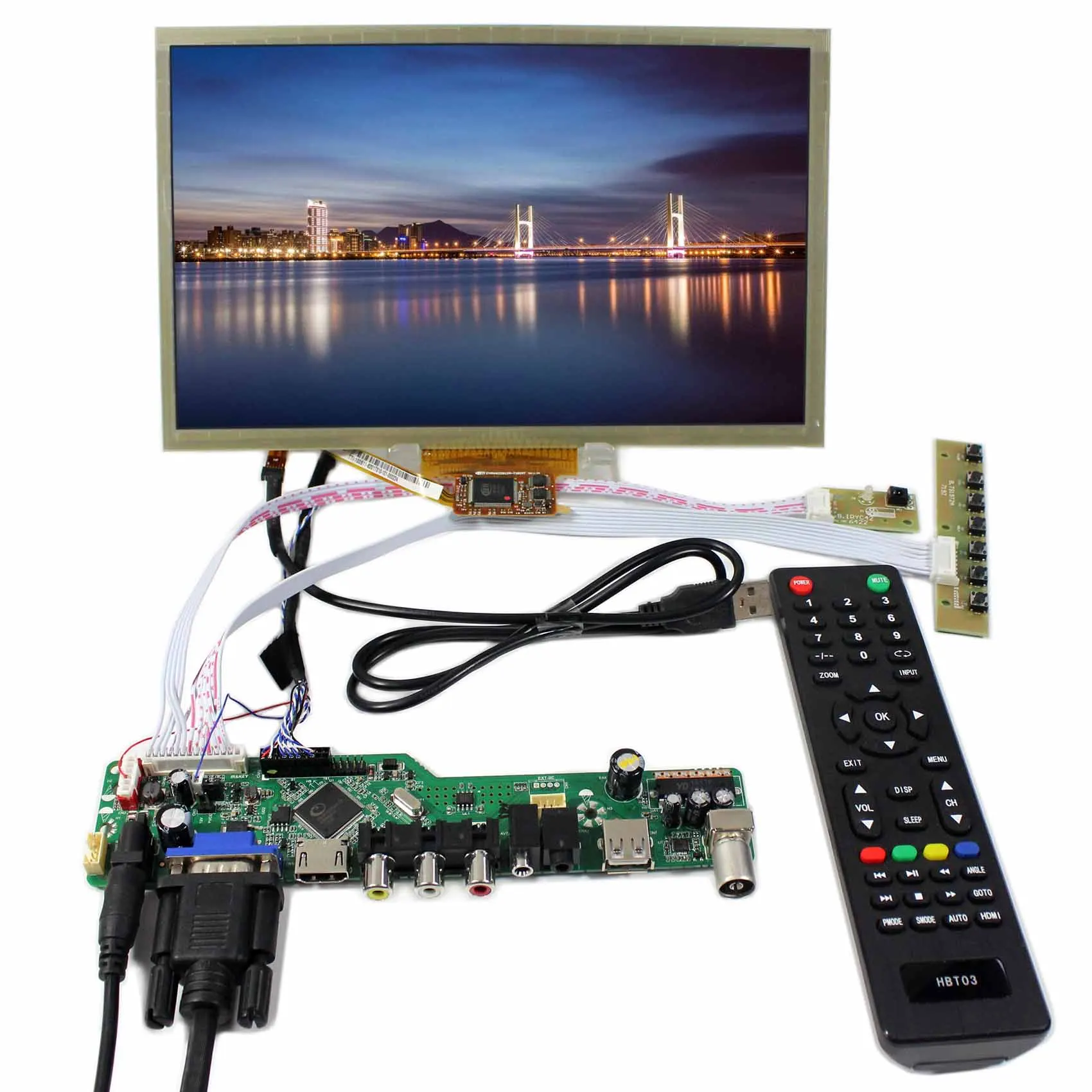 

TV+HD MI+VGA+AV+USB LCD Controller Board 10.2" HSD100IFW1 1024x600 Multi-Touch LCD