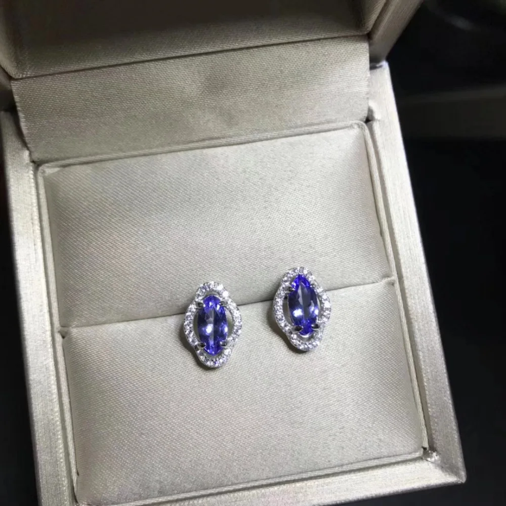 Женские серьги из серебра 925 пробы с танзанитами|tanzanite silver earrings|jewelry earringsjewelry earrings |