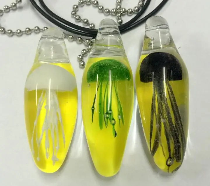 3 шт микс Медузы Новый Рука выдувное Стекло кулон из желтого падение ожерелье с