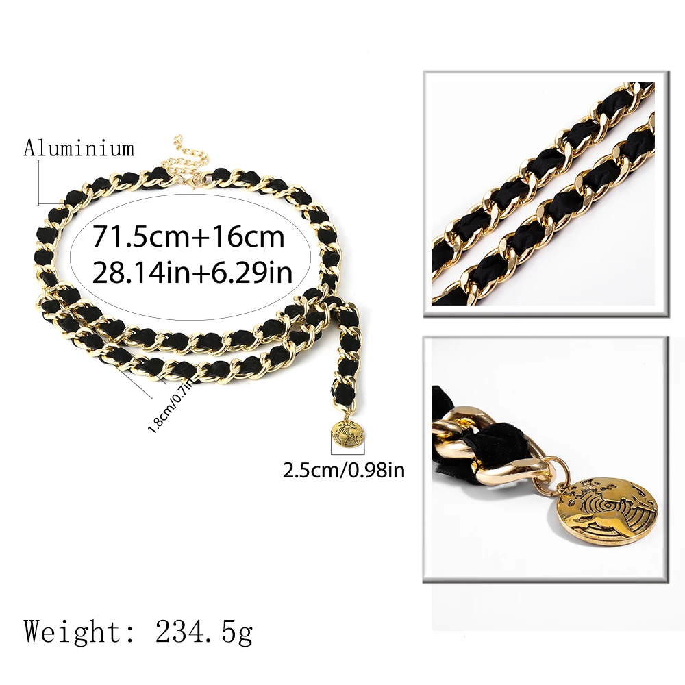 

IngeSight.Z Vintage Multi Layered Aluminium Body Chain Map Pendant Belt Sexy Harness Waist Belly Chain for Women Body Jewelry