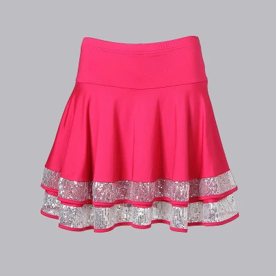 rose red Новинка, юбка для латинских танцев для женщин, двойной дизайн, юбки, танцевальные костюмы для взрослых, юбки для латинских танцев, бальных тренировок, Одежда для танцев - Цвет: rose red
