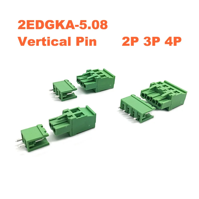 20 комплектов шаг 5 08 мм 2P 3P 4P винтовой штекер PCB клеммная колодка 2EDGKA 2edgv прямой