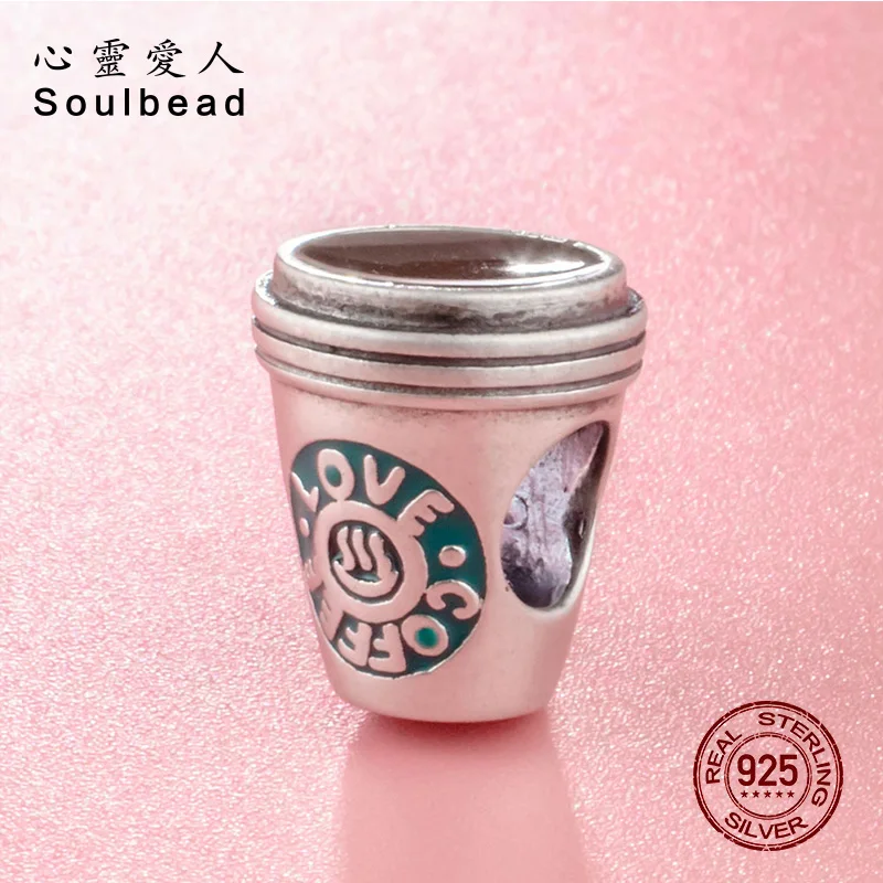 Soulbead Love кофейная кружка стандартная серебряная с эмалью подходит для браслета