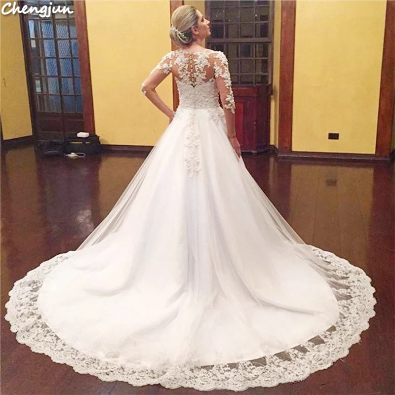 Chengjun филиппинское белое элегантное платье невесты с длинным шлейфом свадебные