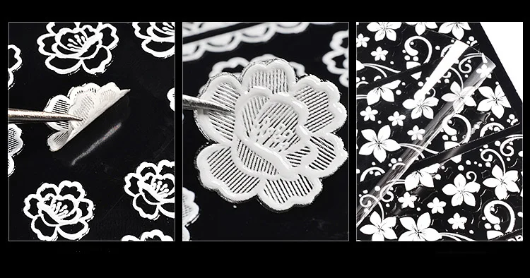 1 лист белые цветы кружева наклейки для дизайна ногтей украшения полоски 3D