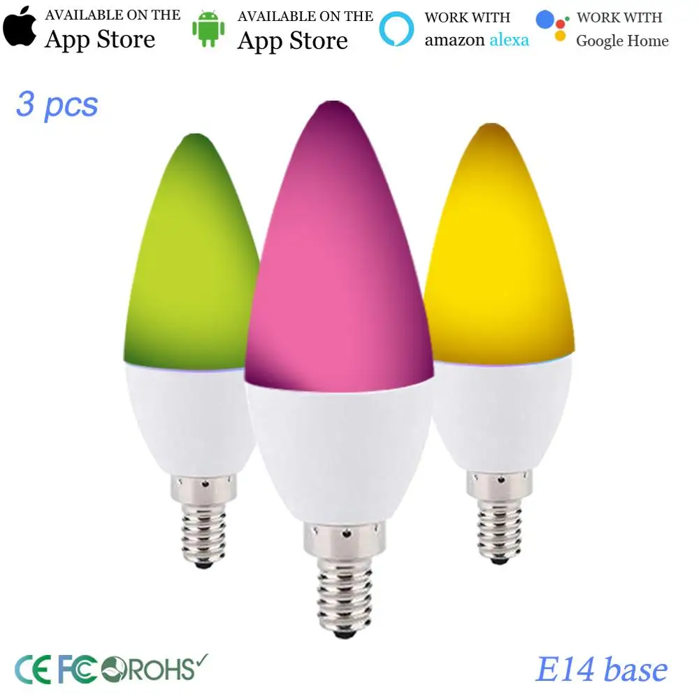 E14 Wifi умная лампочка с голосовым управлением Смарт свеча Alexa Echo Google Home IFTTT Tuya