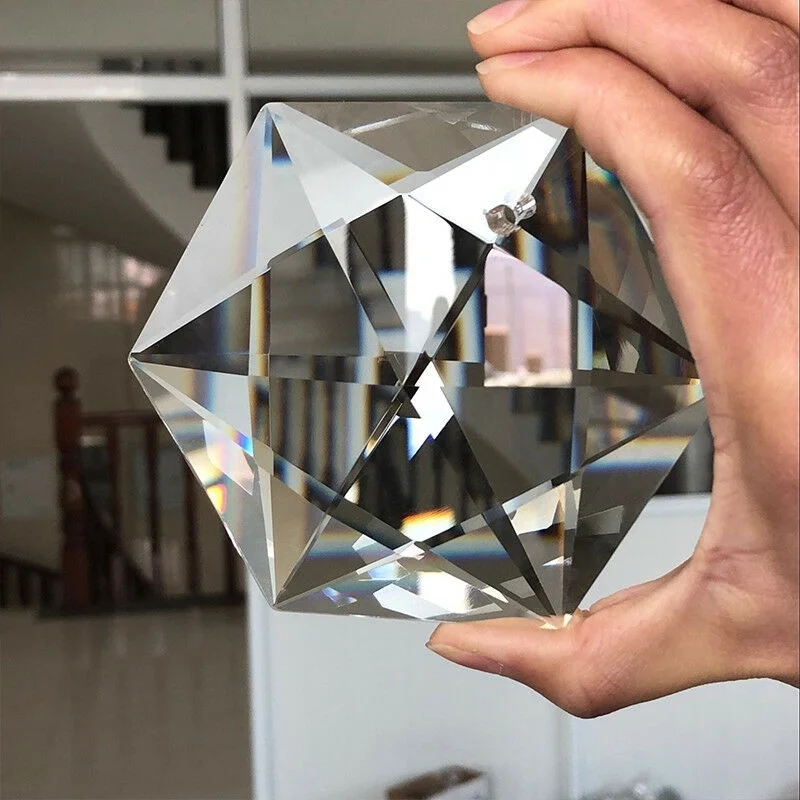 

100MM Star of David Tantrism Hexagram CRYSTAL Chandelier Glass Prism Pendant Judaism SUNCATCHER Yahadut Israel