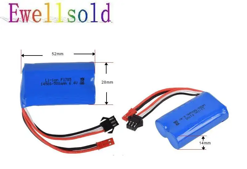 Ewellsold wl 18401 18402 18403 18404 18405 18409 1/18 электрические машинки на радио управлении, 6,4 V 500 мА/ч, литий-ионный аккумулятор 2 шт./лот