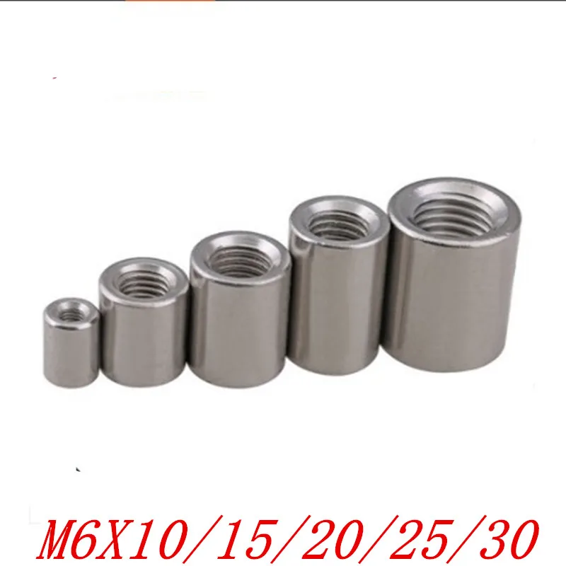 

2pcs/Lot 304 Stainless Steel Extension And Thick Round Joint Nut M6*10/15/20/25/30 Cylindrical Screw Rod Welded Round Nut