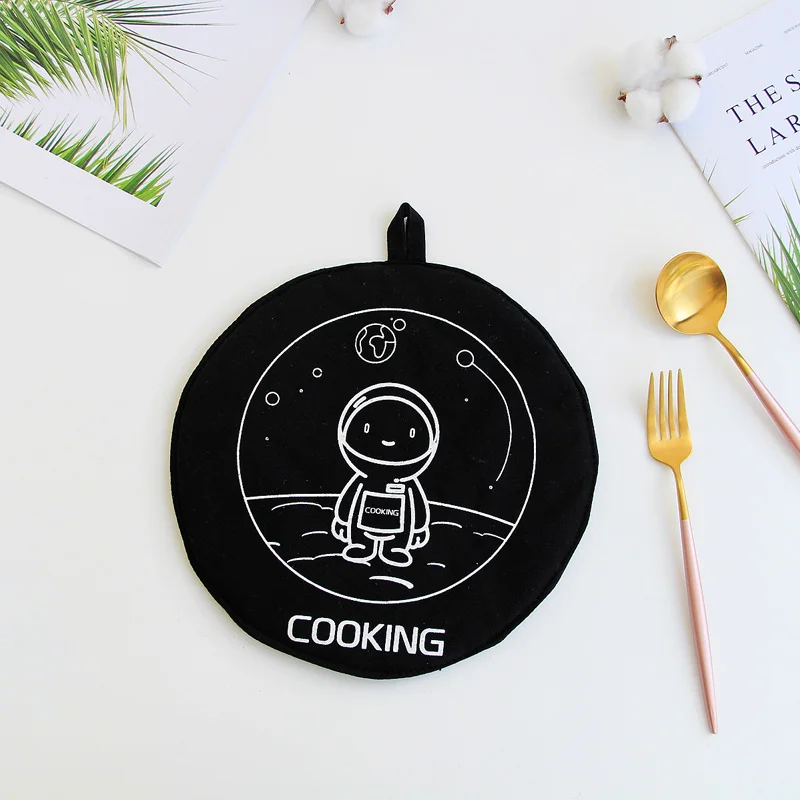 black cosmic pad 1 шт. милые Нескользящие желтые серые хлопковые модные нордические кухонные перчатки для приготовления пищи для микроволновой печи для выпечки барбекю Прихватки для духовки - Цвет: black cosmic pad
