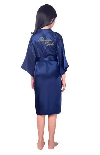 navy Blue Платье подружки невесты с цветочным узором для девочек, детское кимоно для свадебной вечеринки, банное платье, детская одежда для сна, ночная рубашка - Цвет: navy Blue