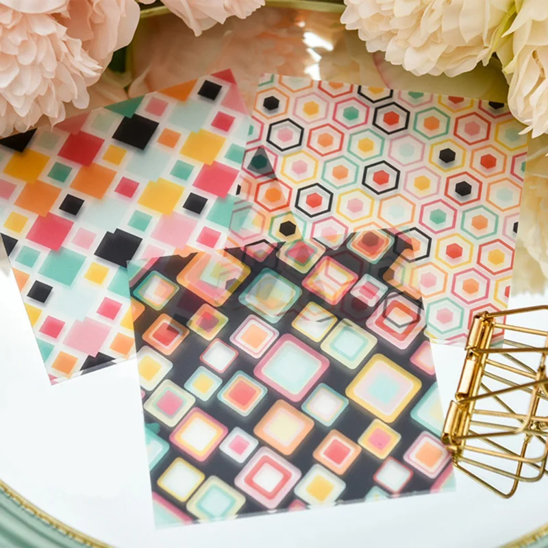 New Arriving 12Pcs Vintage Honeycomb Printed Vellum Paper Stickers For Diy Scrapbooking Happy Planner Card Makings Supplies | Дом и сад