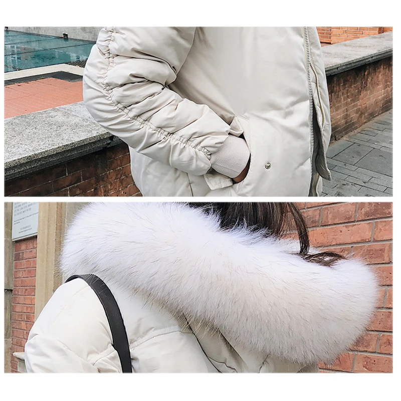 

New Winter Women Jacket Medium-long Thicken Outerwear Fur Hooded Wadded Coat Slim Parka Cotton-padded Overcoat Plus Size D489
