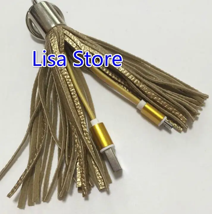 USB кабель кожаный брелок с кисточкой мини USB кабель быстрое зарядное устройство металлический брелок кабель для передачи данных Шнур зарядный адаптер для Android iPhone