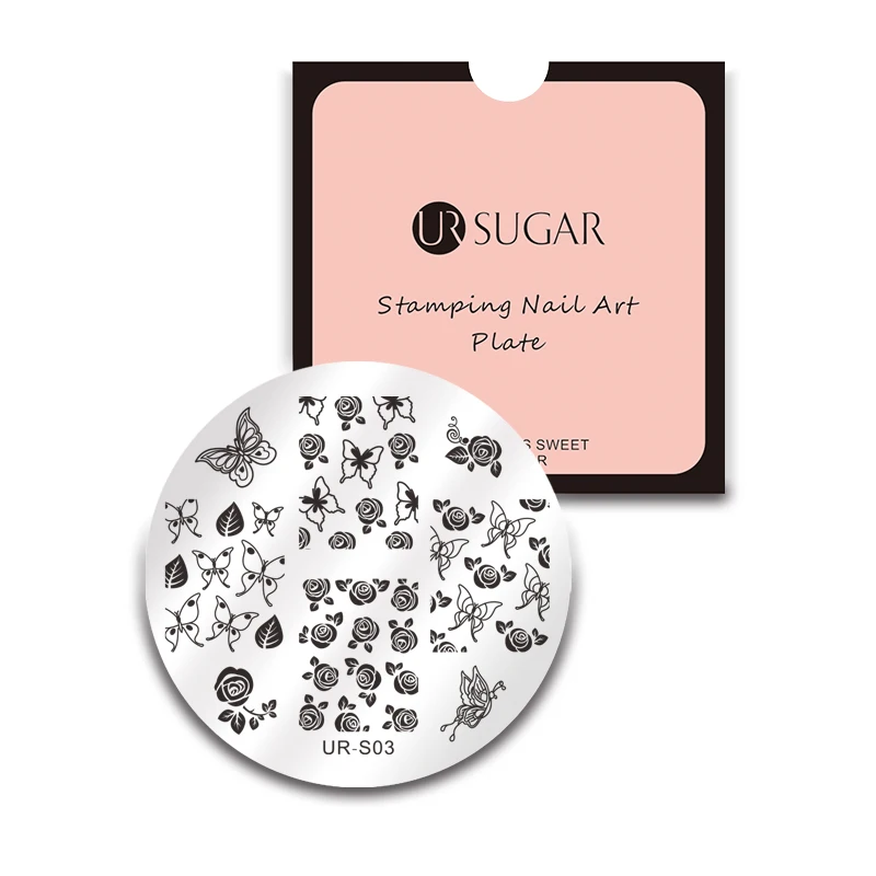 UR-S03 Ur Sugar цветок бабочка геометрический шаблон для штамповки ногтей кружева цветочный дизайн ногтей штамп изображения пластины трафарет Инструменты для ногтей - Цвет: UR-S03