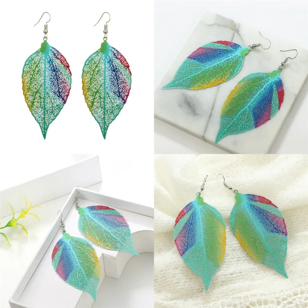 2018 Женские Подарочные полые серьги в форме листа Ретро Винтажные этнические
