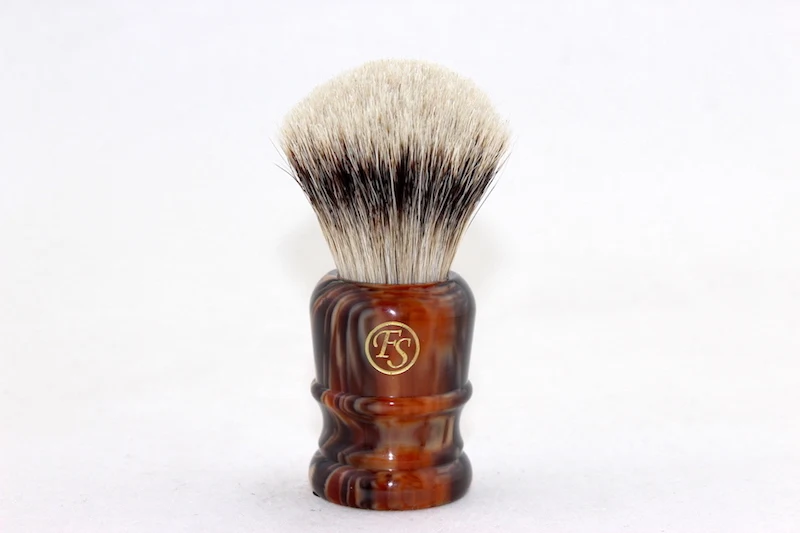 Faux Amber handle "FS"-# SI24-AM26& SI24-LA26, щётка для бритья Silvertip badger с ручкой из искусственного камня, размер узла 24 мм+ подставка - Цвет: Faux Amber handle