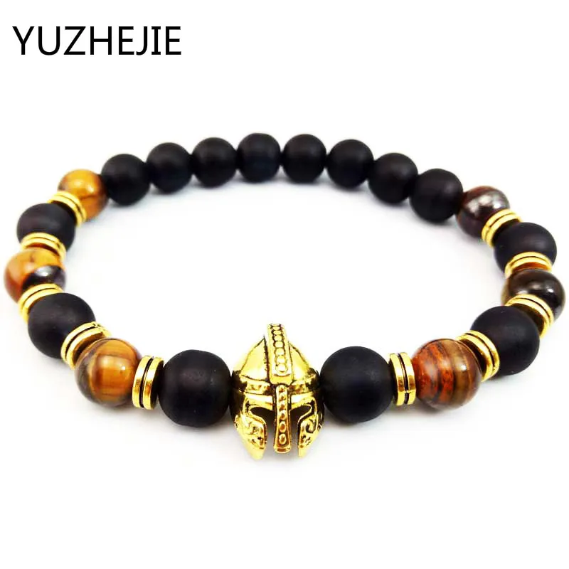 YUZHEJIE 2018 новый мужской браслет с натуральными камнями рыцовский Шлем Браслет из