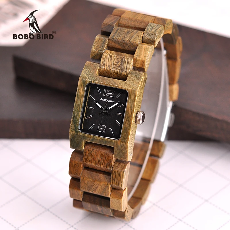 BOBO BIRD montre femme деревянные женские часы Топ Мода Квадратный Циферблат коллекция для женщин S02