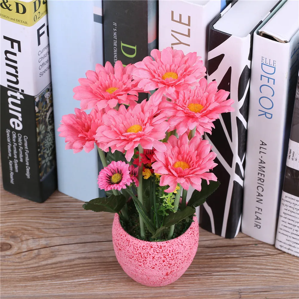 Шелковая Гербера Маргаритка цветочные композиции + ваза искусственная