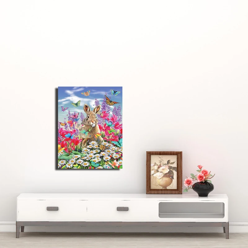 DIY rabbit butterfly full square diamond painting cross stitch needlework embroidery home decor mosaic kits Animal | Дом и сад