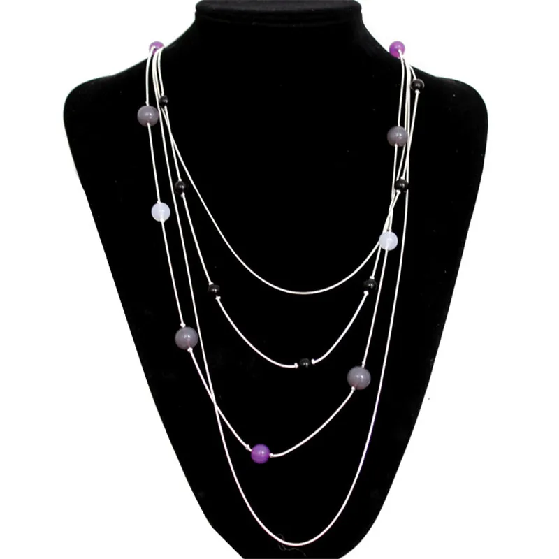 Новинка 2019 женское ожерелье на свитер с черными бусинами pinkcoffee многослойная