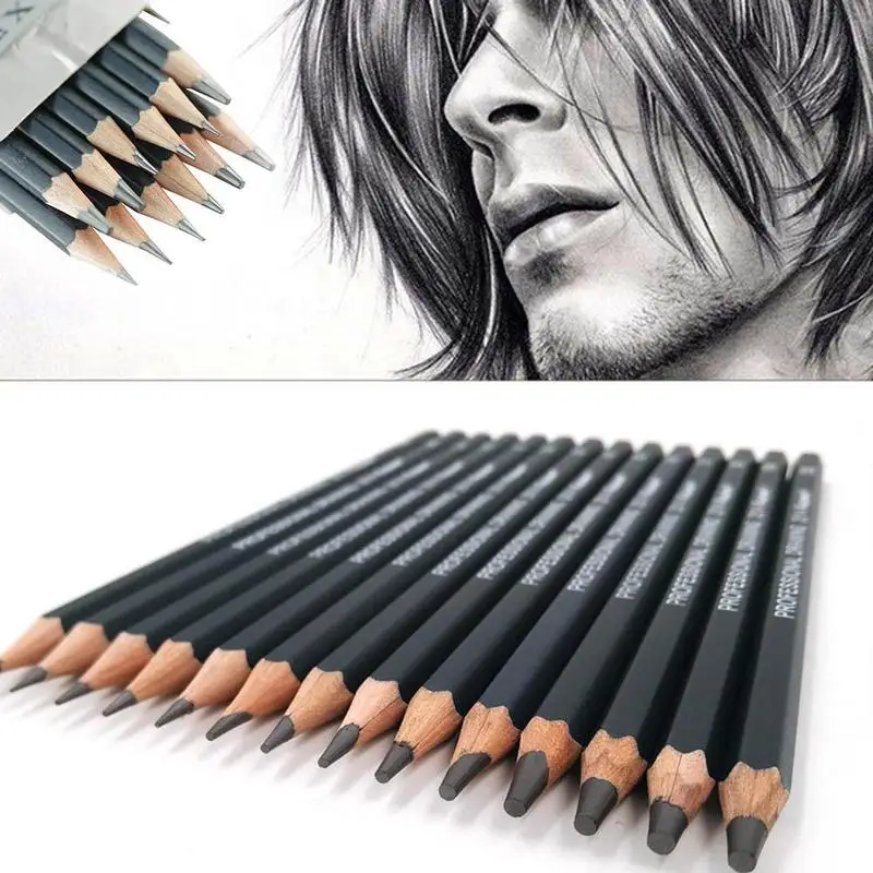 

14pcs/Set Wood Black Sketch Pencil Drawing Tools 6H/4H/2H/HB/B/2B/3B/4B/5B/6B/7B/8B/10B/12B Art Supplies