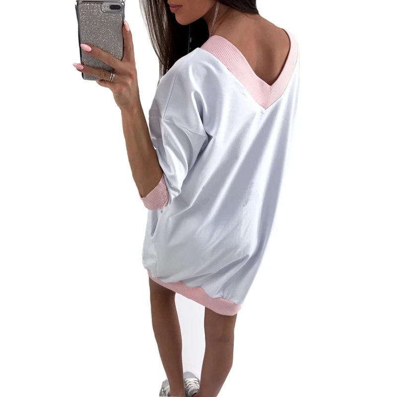 Женское платье свитшот с длинным рукавом и глубоким V образным вырезом|dress women|balloon