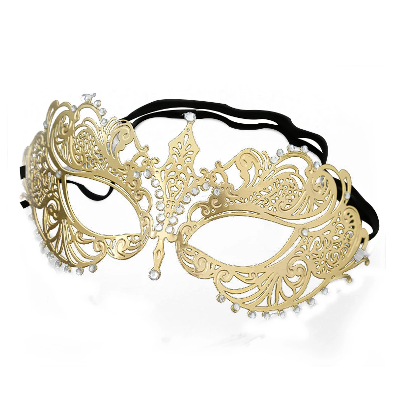 Gold TOP!-Lasing Cut Filigree Metal Mardi Gras Prom Ball Venetian Masquerade Mask Gold - Цвет: Gold