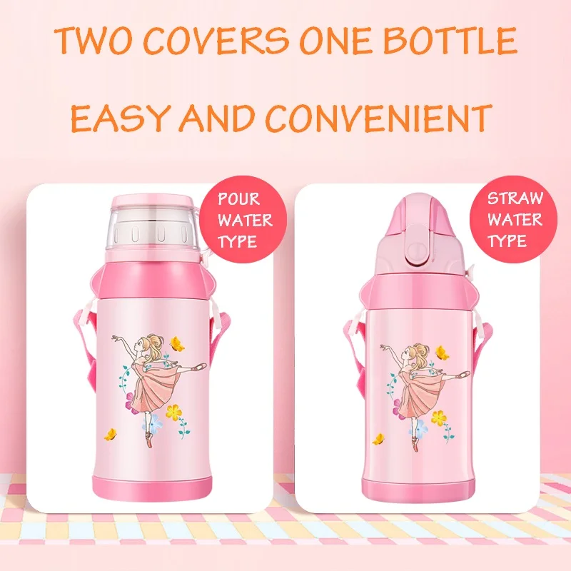 Колба термос чашка дети кружка с крышкой соломы нержавеющая сталь Изолированная