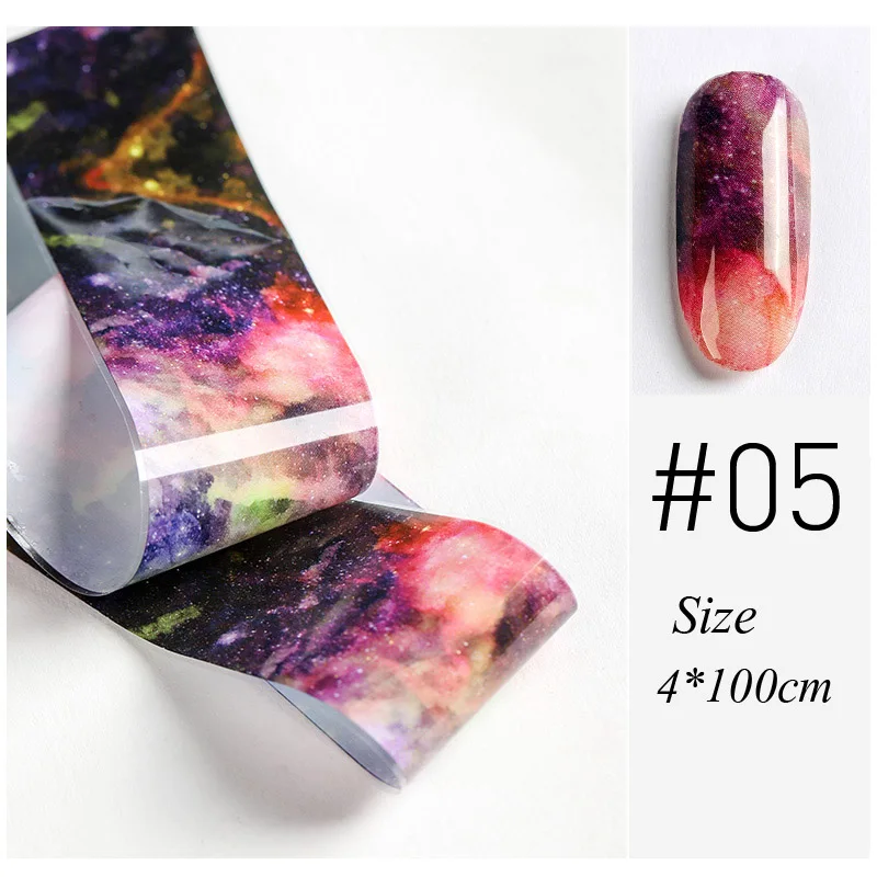 1pc color 05 10 colors Water Marble Effect Nail Foil Paper Fantasy Rainbow Starry Sky Transfer Foil Nail Art Sticker Manicure Decorations - Цвет: 1pc color 05