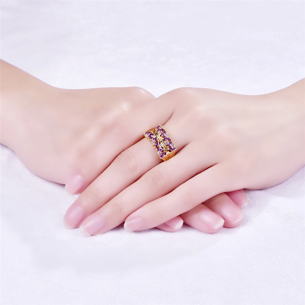 Кольцо Marquise Cut из серебра 925 пробы фиолетовое красное белое золотое размер 6 7 8 9
