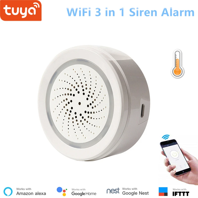 Tuya умный дом безопасности WiFi сирена сигнализация с датчиком температуры и