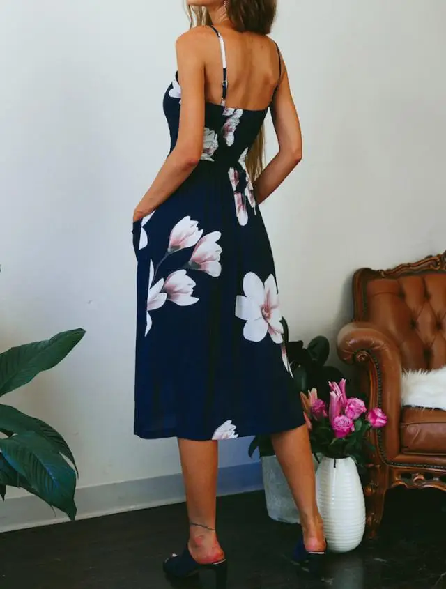 Женское платье с длинным рукавом и цветочным принтом Пляжное Платье для