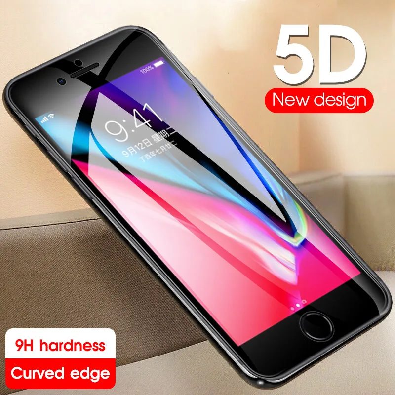 5D закаленное стекло для iPhone 6 7 8 6S Plus X XS MAX XR полный экран Защитная пленка 7Plus 8Plus