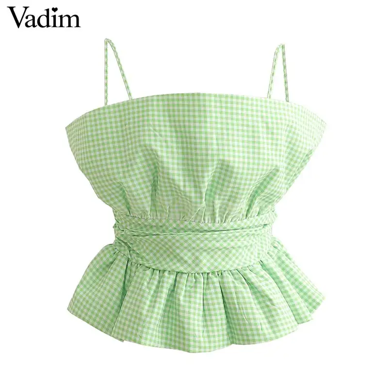 Vadim милый женский плед майки без рукавов регулируемые ремни обратно эластичный