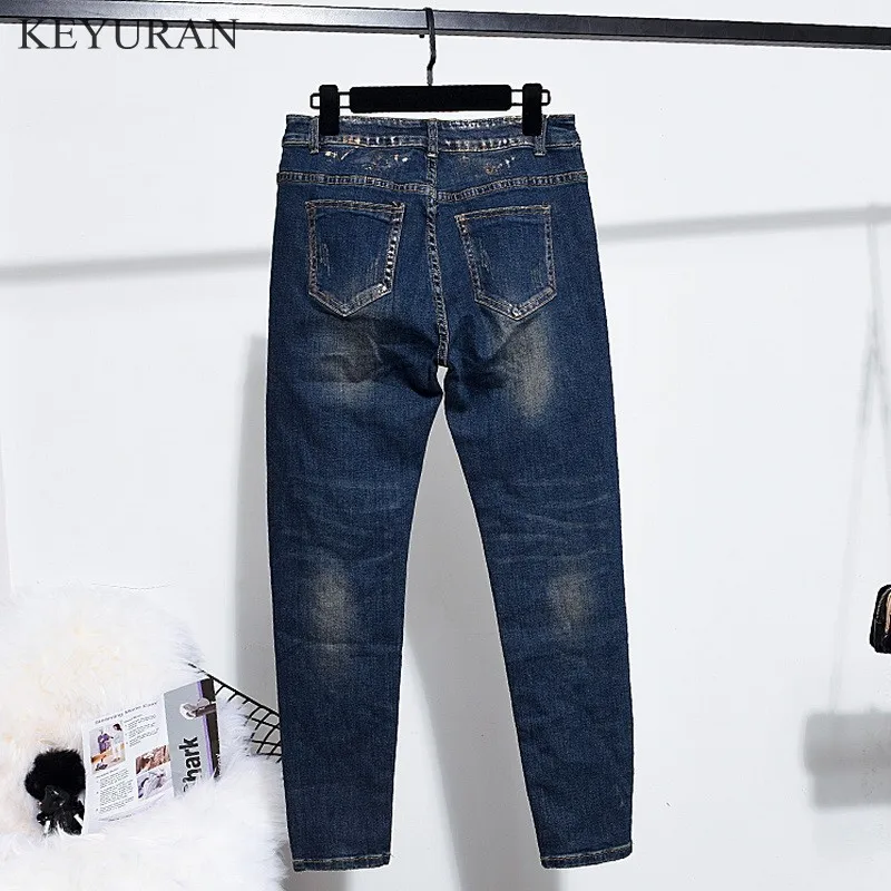 Женский джинсовый костюм с цветочной вышивкой комплект из 2 х предметов