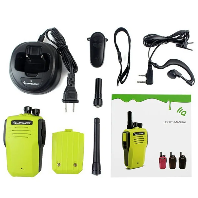 

10 шт. зеленый оригинальный QUANSHENG TG-K100 иди и болтай Walkie Talkie “иди и 5 Вт UHF 400-480 МГц 16CH Jacklight сканирования DTMF, две антенны, двухстороннее радио