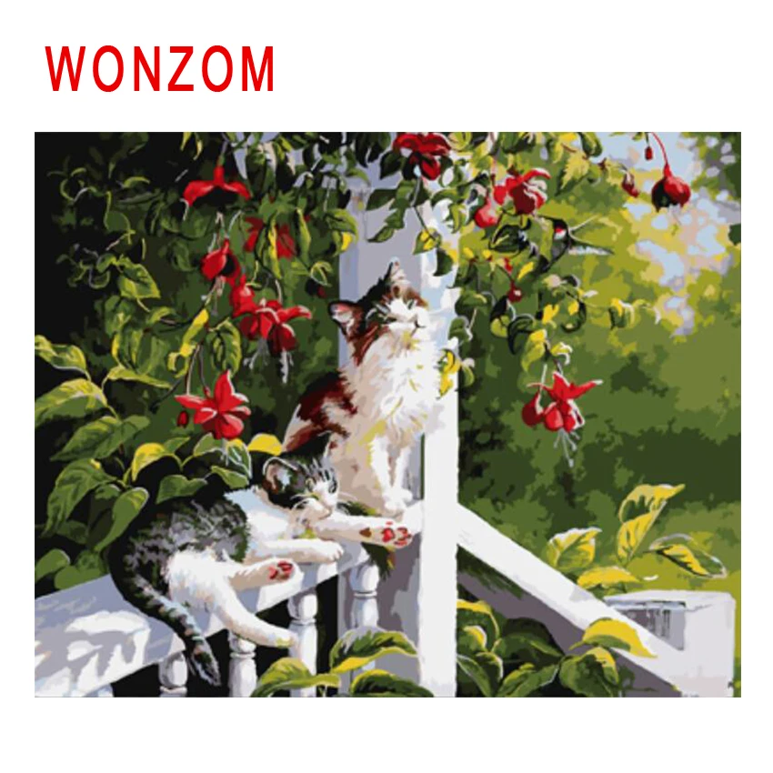 WONZOM картина для сада по номерам искусство животных Куадрос декоративная