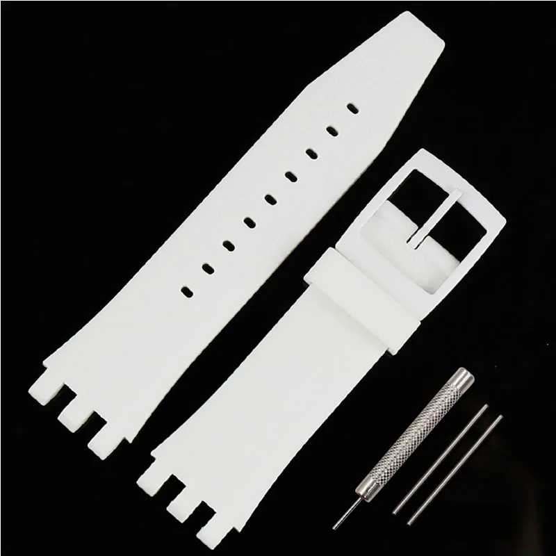Пряжка силиконовый ремешок мужские часы аксессуары для Swatch VGK403 SVGK406SVGK409 402 водонепроницаемый браслет женский ремешок для часов - Цвет ремешка: white