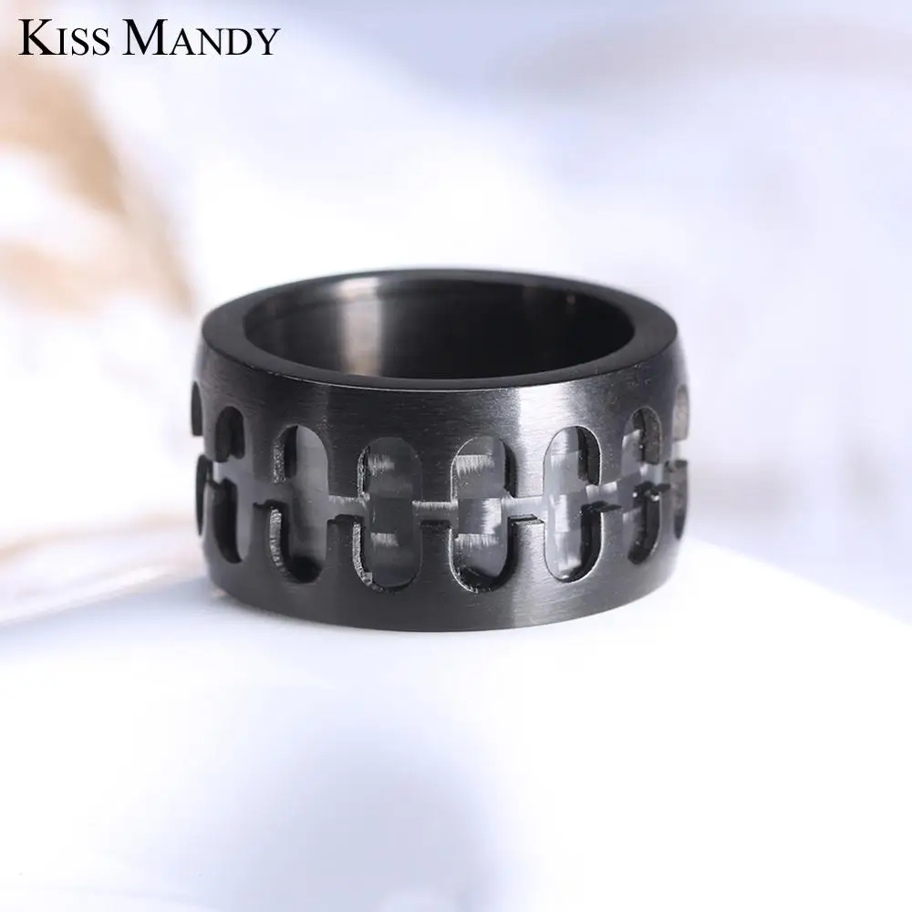 Мужское кольцо из нержавеющей стали KISS MANDY черное оптовая продажа ювелирных