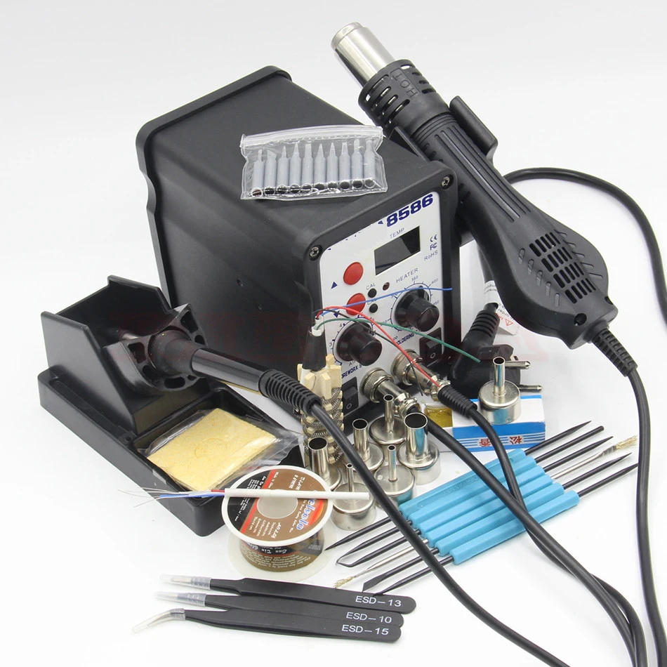

8586 700W ESD Soldering Station LED Digital Solder Iron Desoldering Station BGA Rework Solder Station Hot Air Gun Welder